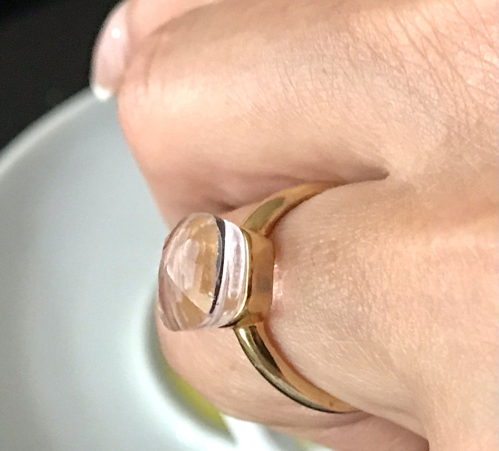 Vintage alt Damen Ring rosa Stein Silber 925 Gr.54 Rubbelit? vergoldet