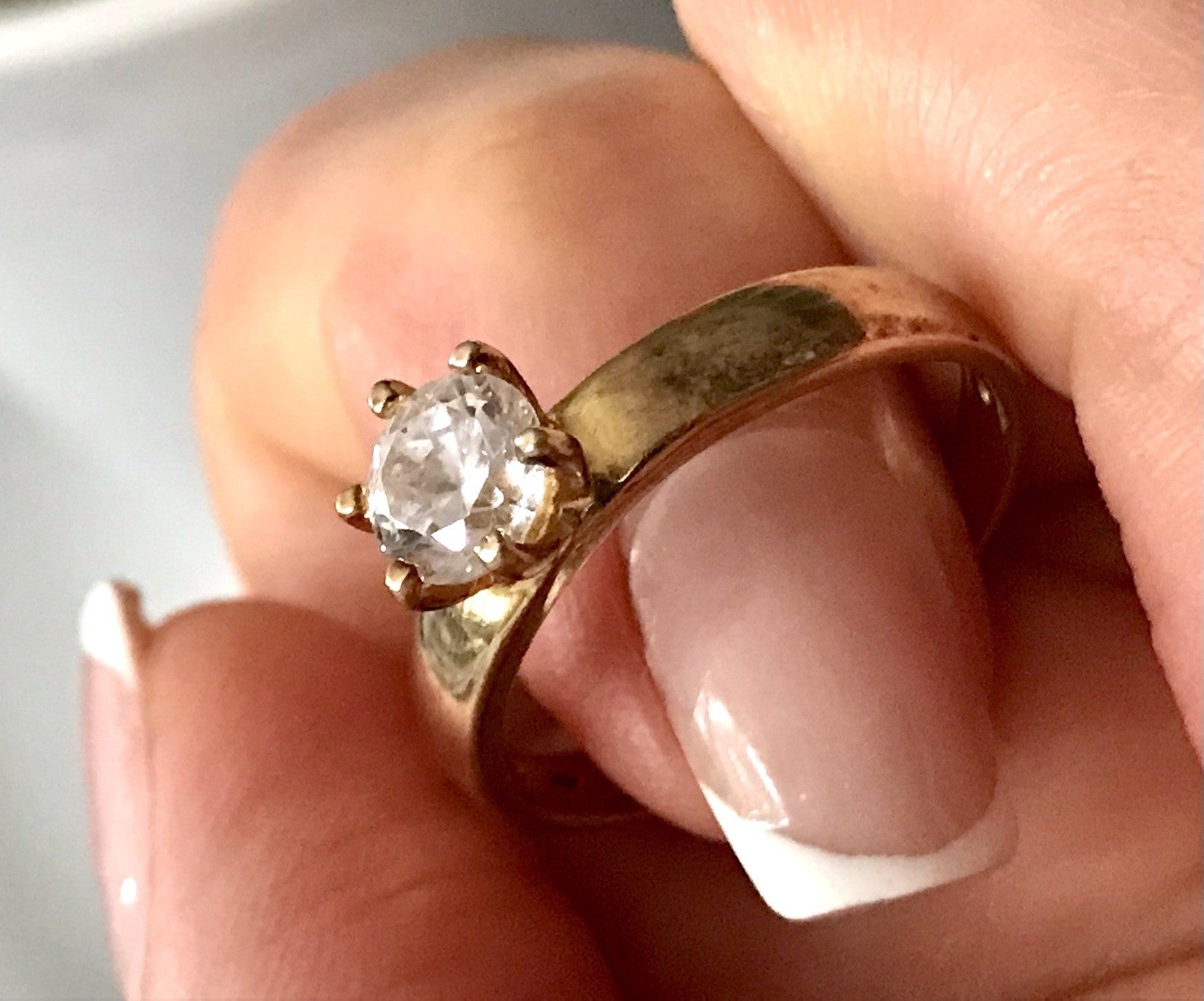 Vintage alt Damen Ring Silber 925 Gr.60 farbloser Stein Solitär 19,1 vergoldet