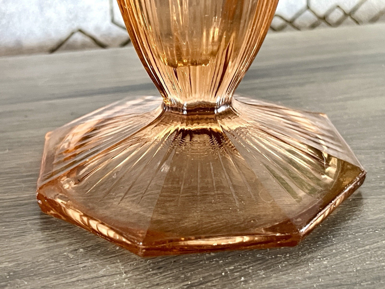 Antik Art Déco 1 GROẞ Vase Glasvase Pressglas Rosalin rosa  Glas