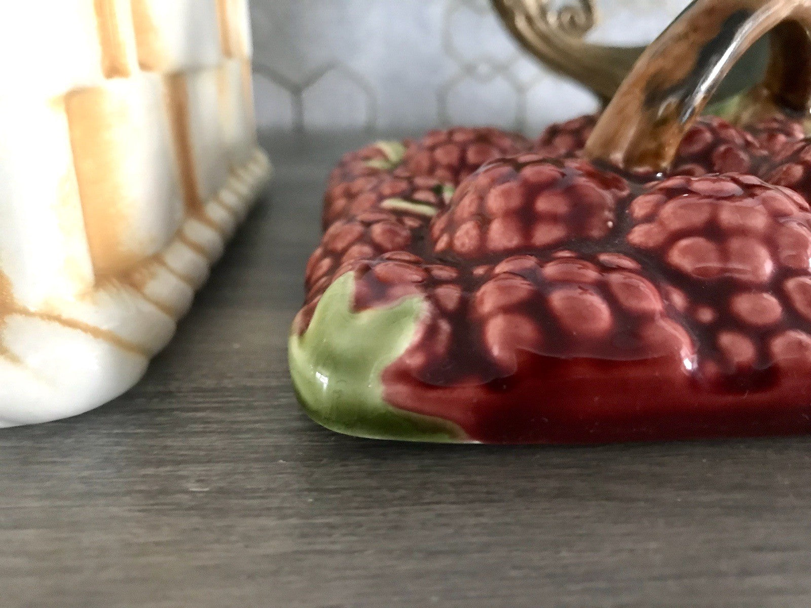 Antik Sarreguemines France Majolika Keramik  Korb Zierschale Schale Obstkorb