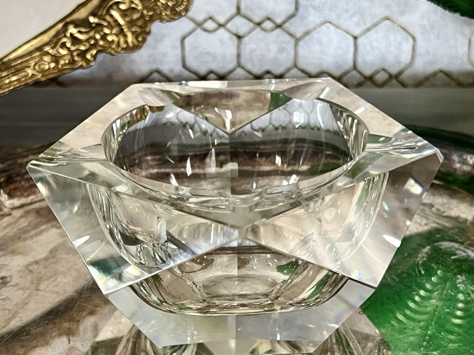 Art Déco Aschenbecher Designer  Ascher farblos Kristallglas EDEL Franz Burkert?