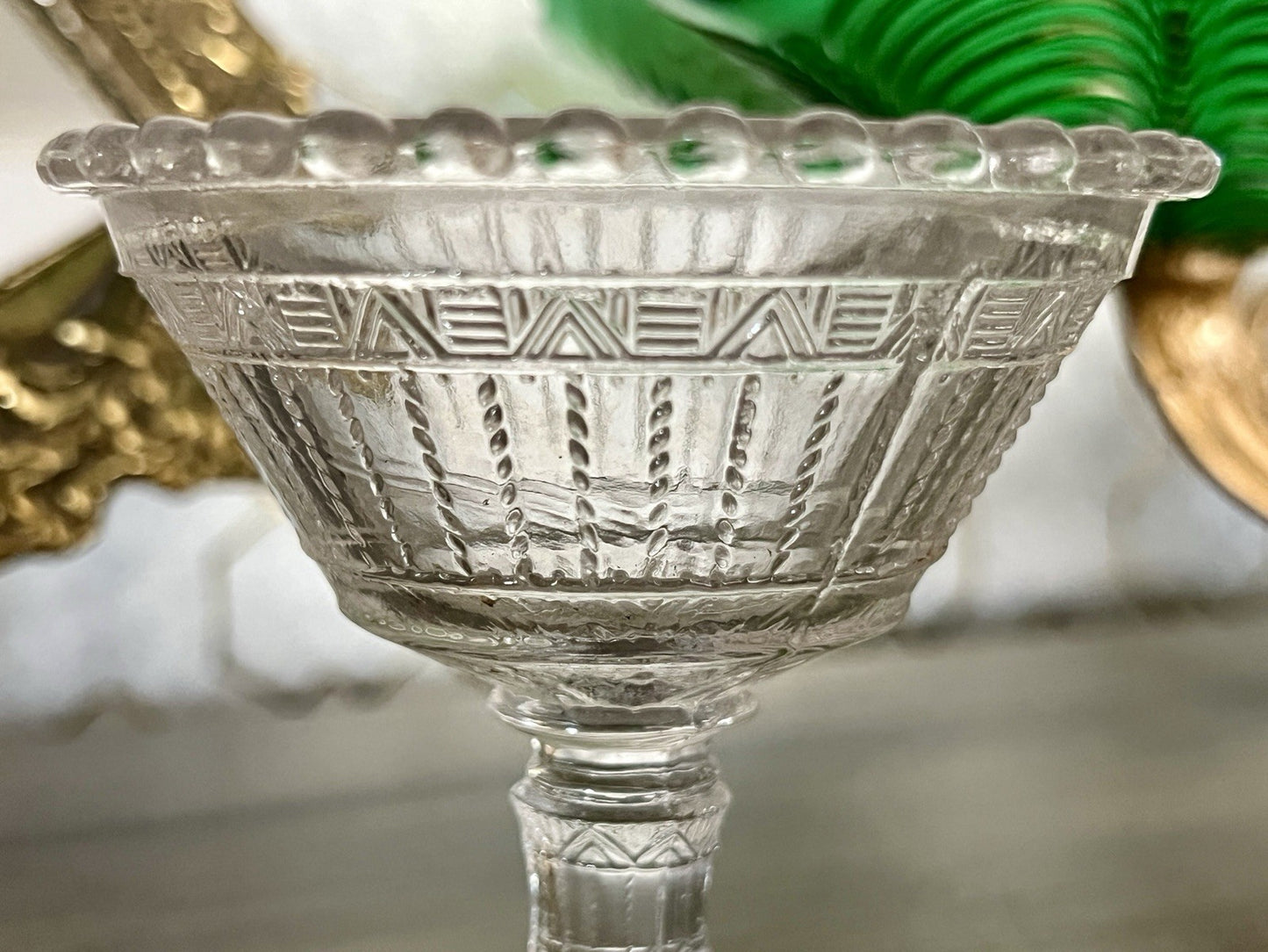 Antik Jugendstil Art Déco Pressglas Glas Fußschale Schale Zuckerschale