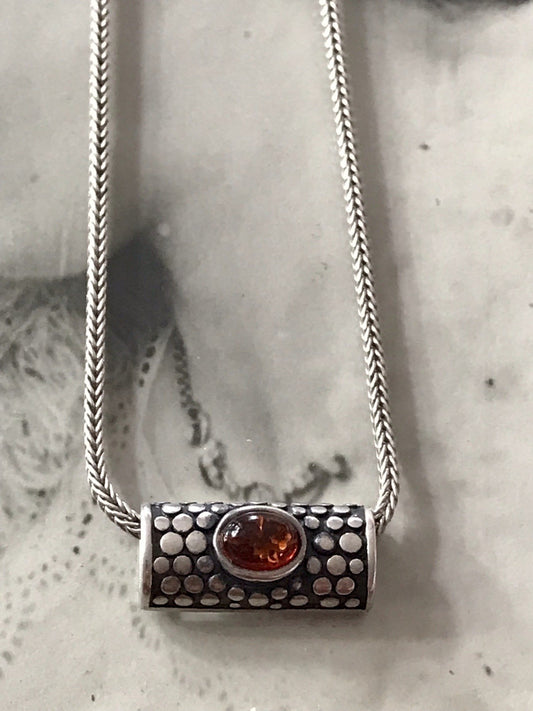 Vintage Edel Halskette 925 Anhänger Kettenanhänger Silber 925 Bernstein