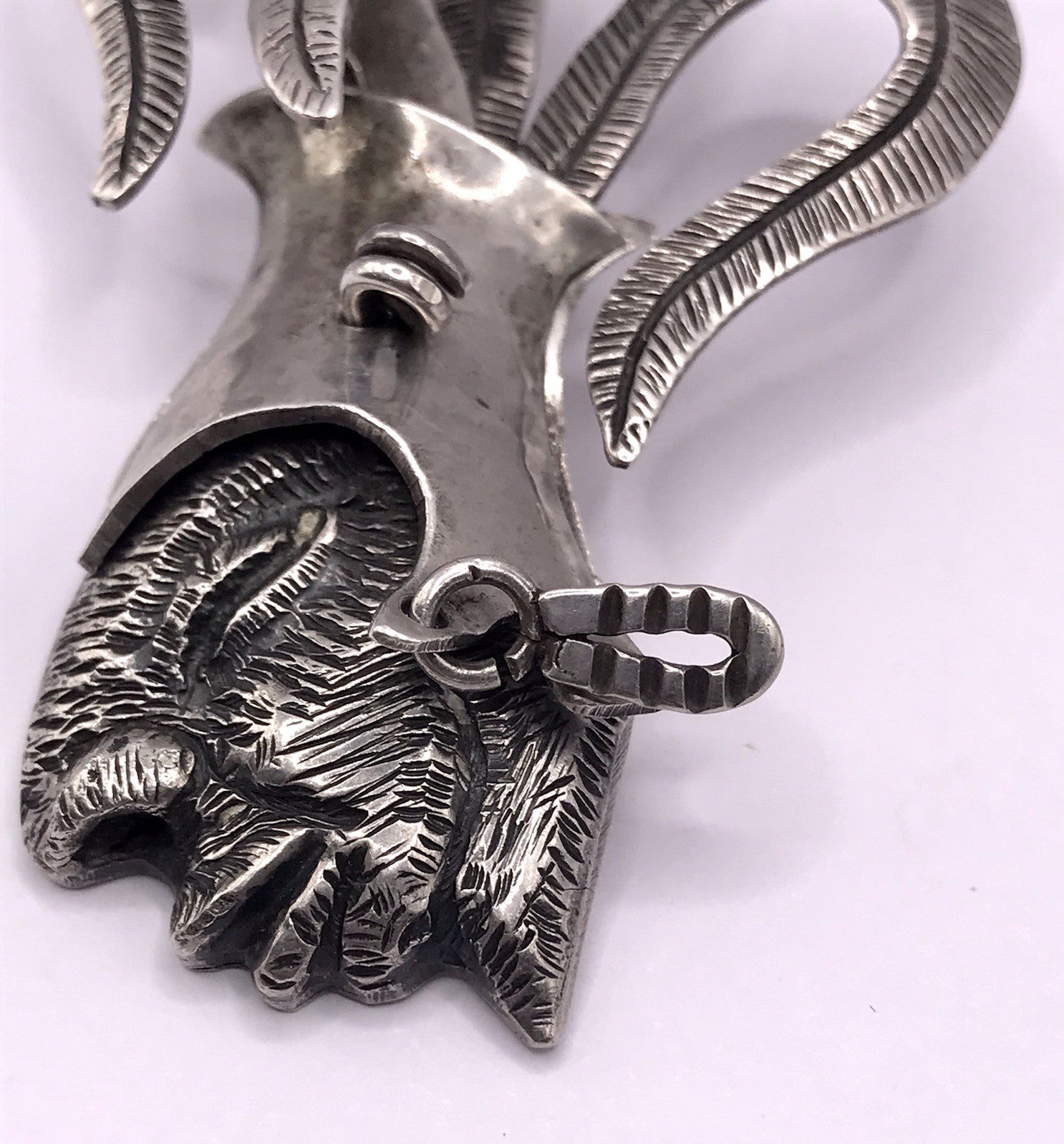 Vintage Azteken Kopf Ethno Maya Anhänger Kettenanhänger Silber
