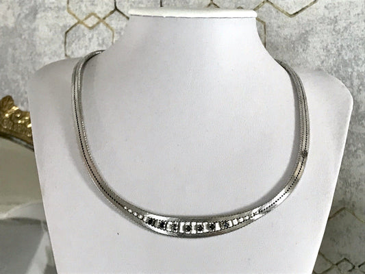 Antik Edel Art Déco 835 Silber Collier rhodiniert Halskette blaue Steine Armband