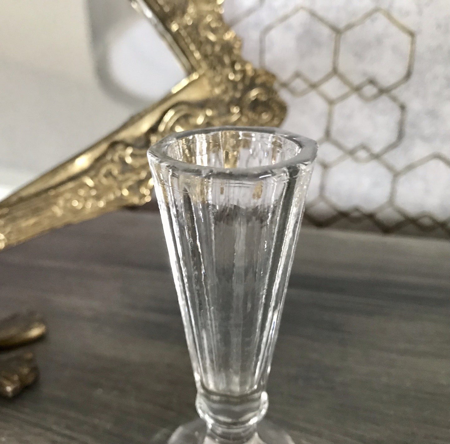 Antik uralt 1x Glas Likör Schnapsglas  Pressglas kantiges Design