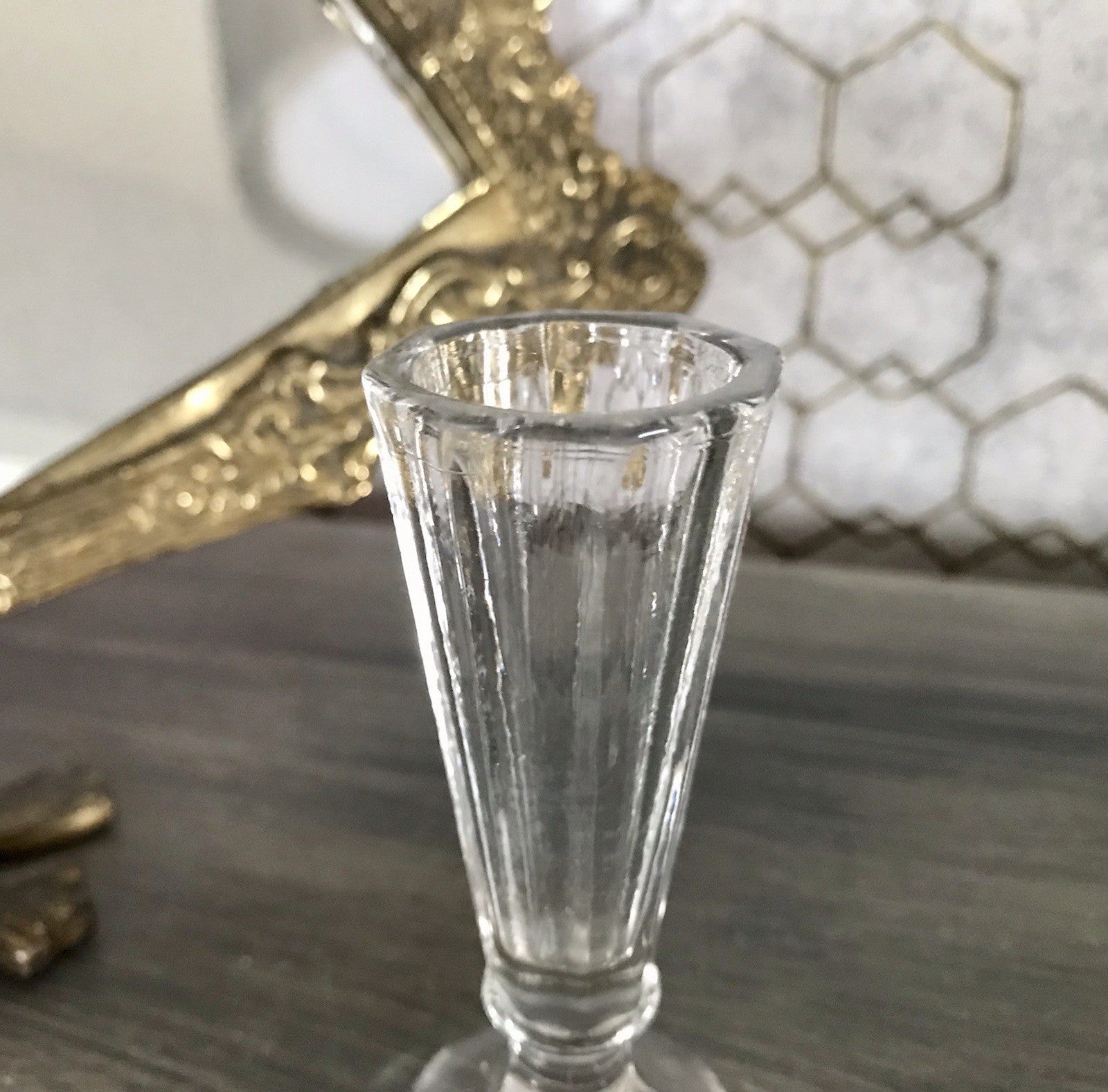 Antik uralt 1x Glas Likör Schnapsglas  Pressglas kantiges Design