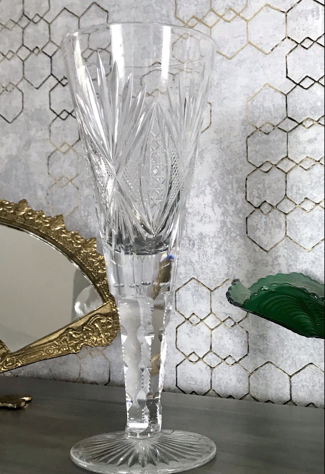 Antik Adenken Glas Pokalglas Kelch Pokalkelch Luftblasen 20.08.1911 Jugendstil