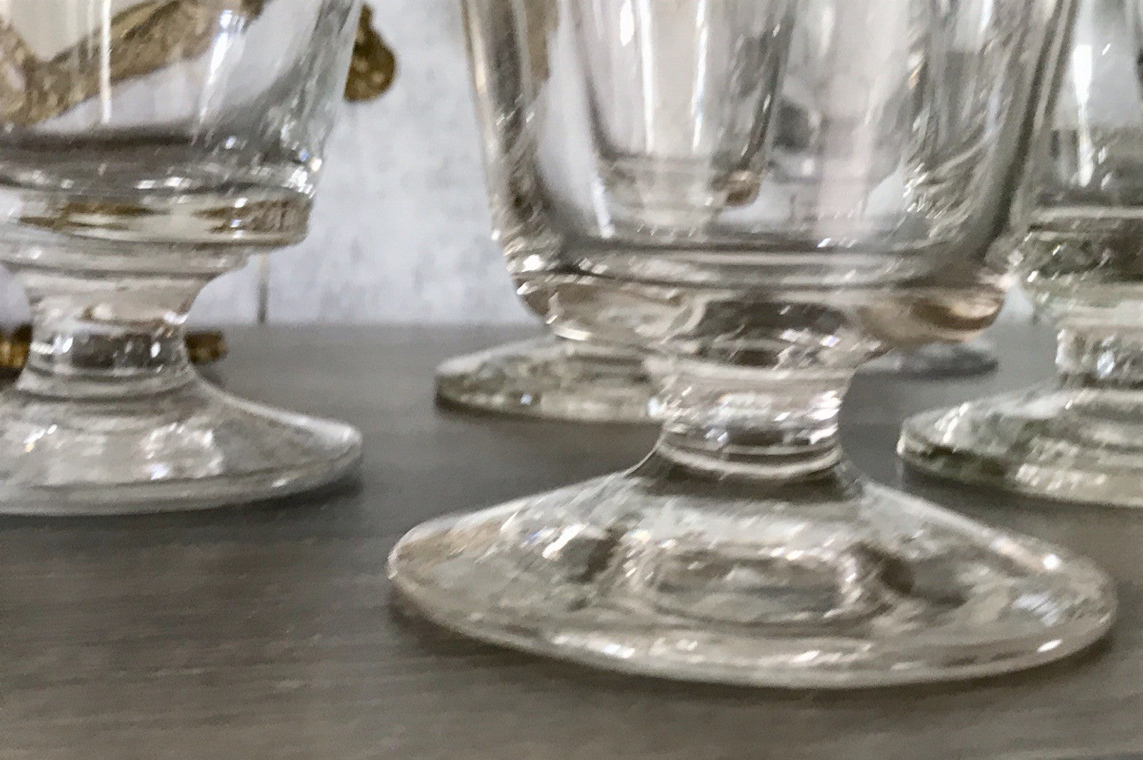 Antik 6 Fußbecher Becher Weinglas Pokalglas Glas ~ 1900 Eichstrich mundgeblasen