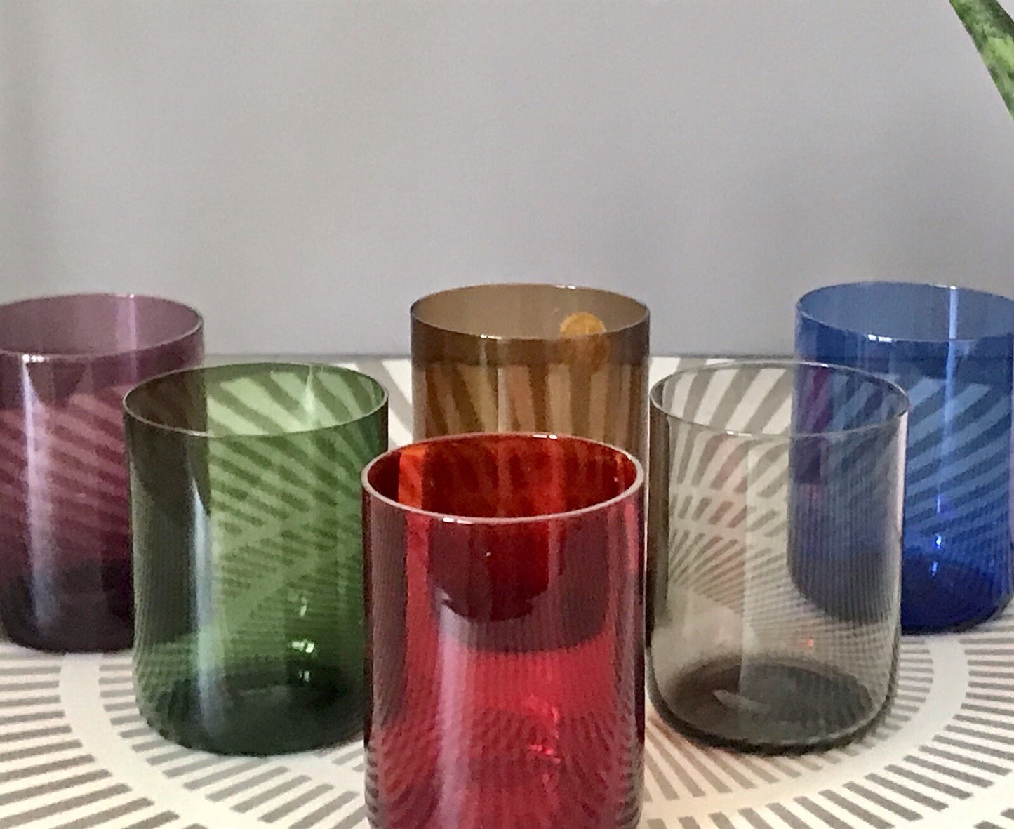 Vintage 60er Jahre 6 Schnapsgläser Gläser buntes Glas Rauchglas