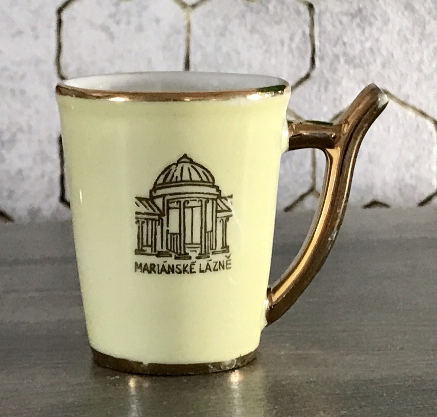 Antik Porzellan Andenken Becher Kurbecher Tasse Marianske Lazne