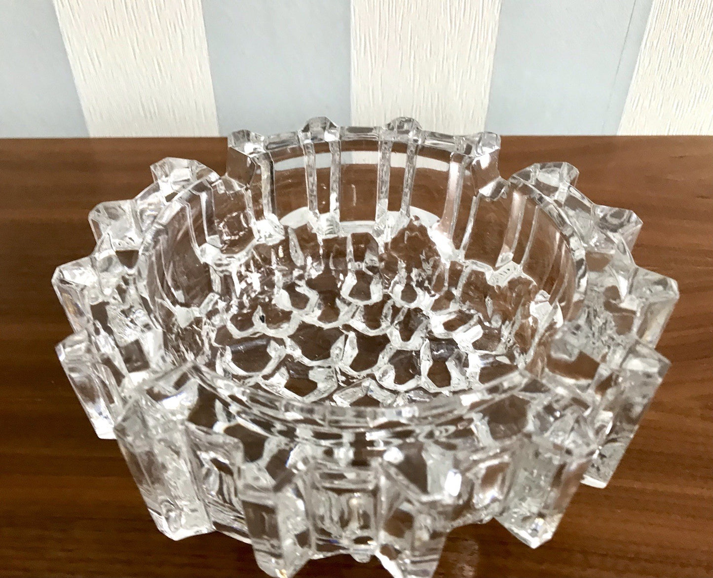 Vintage 70er Aschenbecher Ascher EDEL Kristallglas Bleikristall Schwer Skandi?