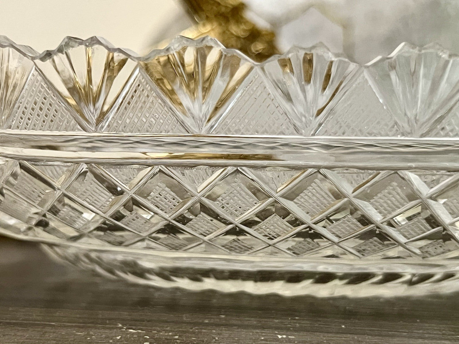 Antik Bleikristall Schale Glasschale Jardiniere Kristallglas Schiffchen Schliff