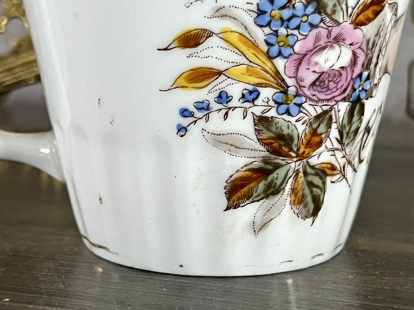 Antik Porzellan Andenken Becher Sammeltasse Tasse Gott segne dieses Bund