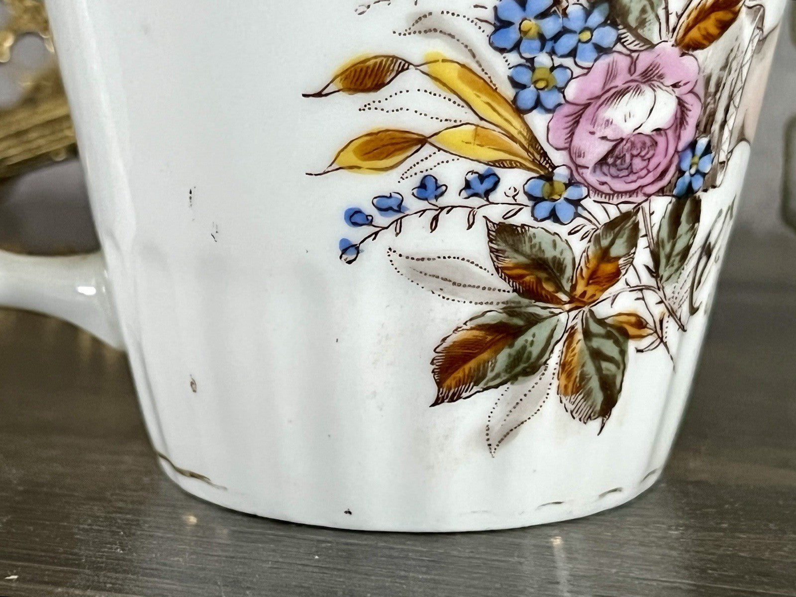 Antik Porzellan Andenken Becher Sammeltasse Tasse Gott segne dieses Bund