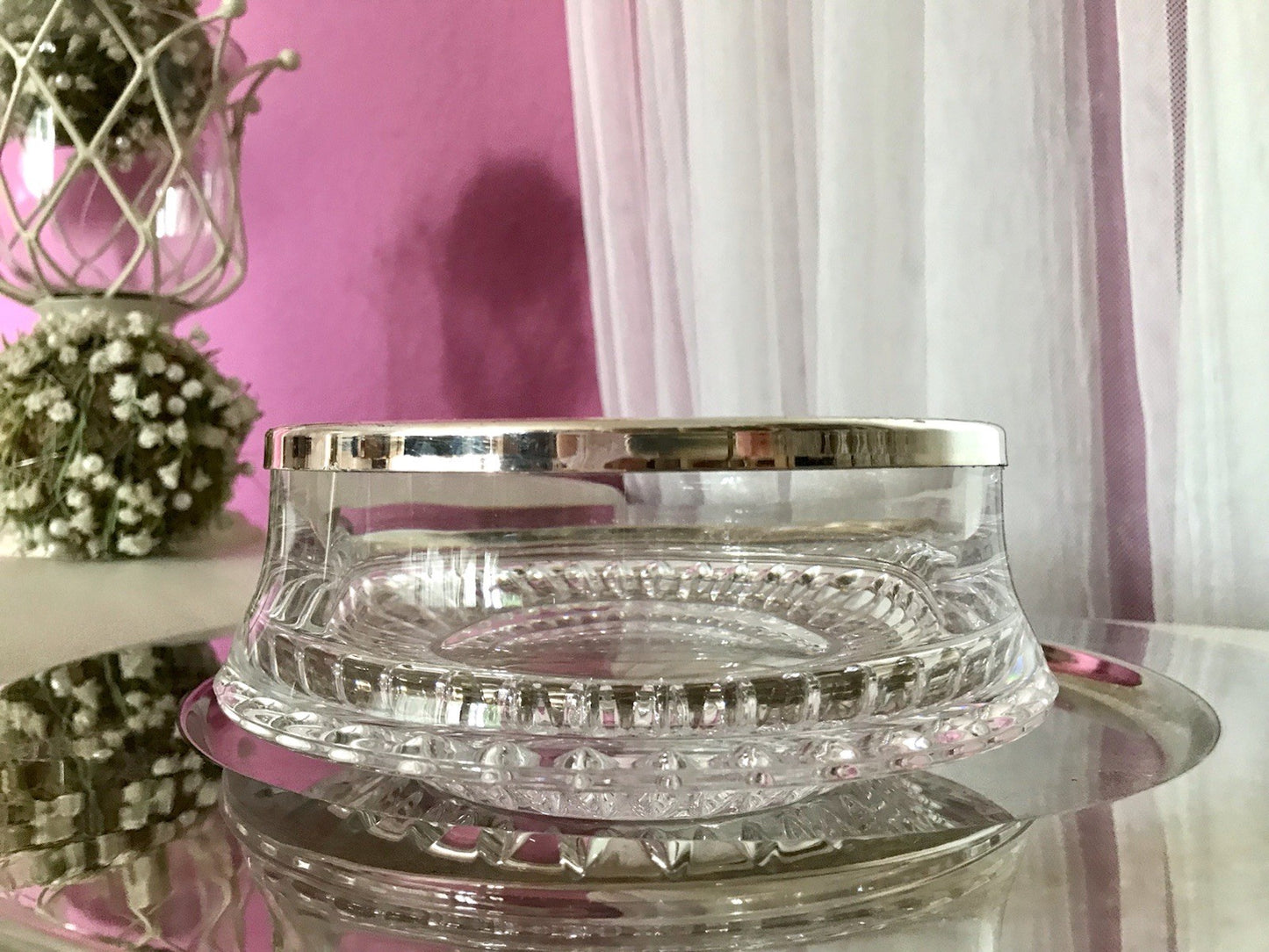 Vintage Nachtmann Glasschale Schale Glas versilberter Rand Bleikristall Europa