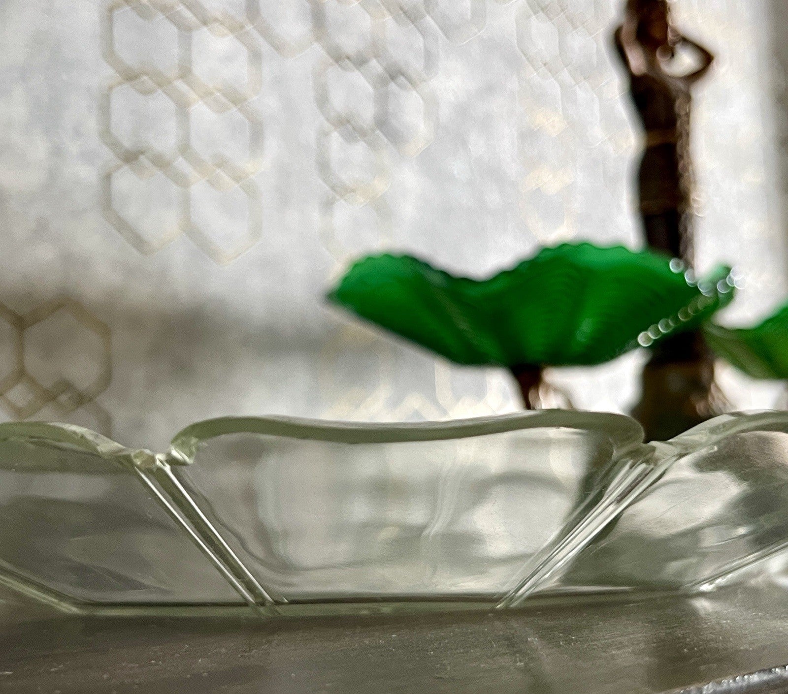 Antik Biedermeier Groß  Schale Teller Glasschale um 1850 geschnitten