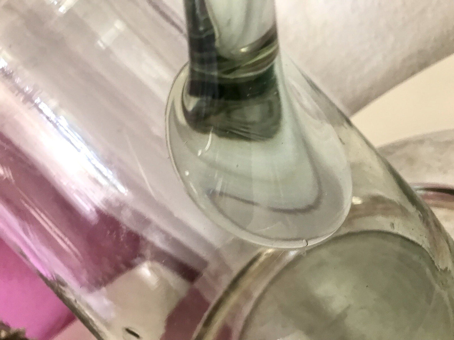 Antik groß Krug Glas Karaffe Kanne Wasserkrug Glas mundgeblasen light türkis