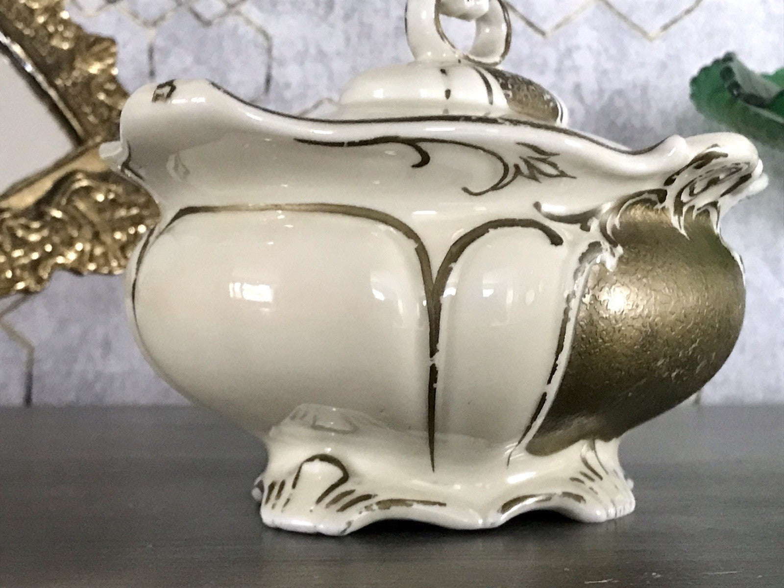 Antik Art Déco Porzellan Dose 02 Deckeldose Schatulle Bonboniere Neu-Tettau 1930