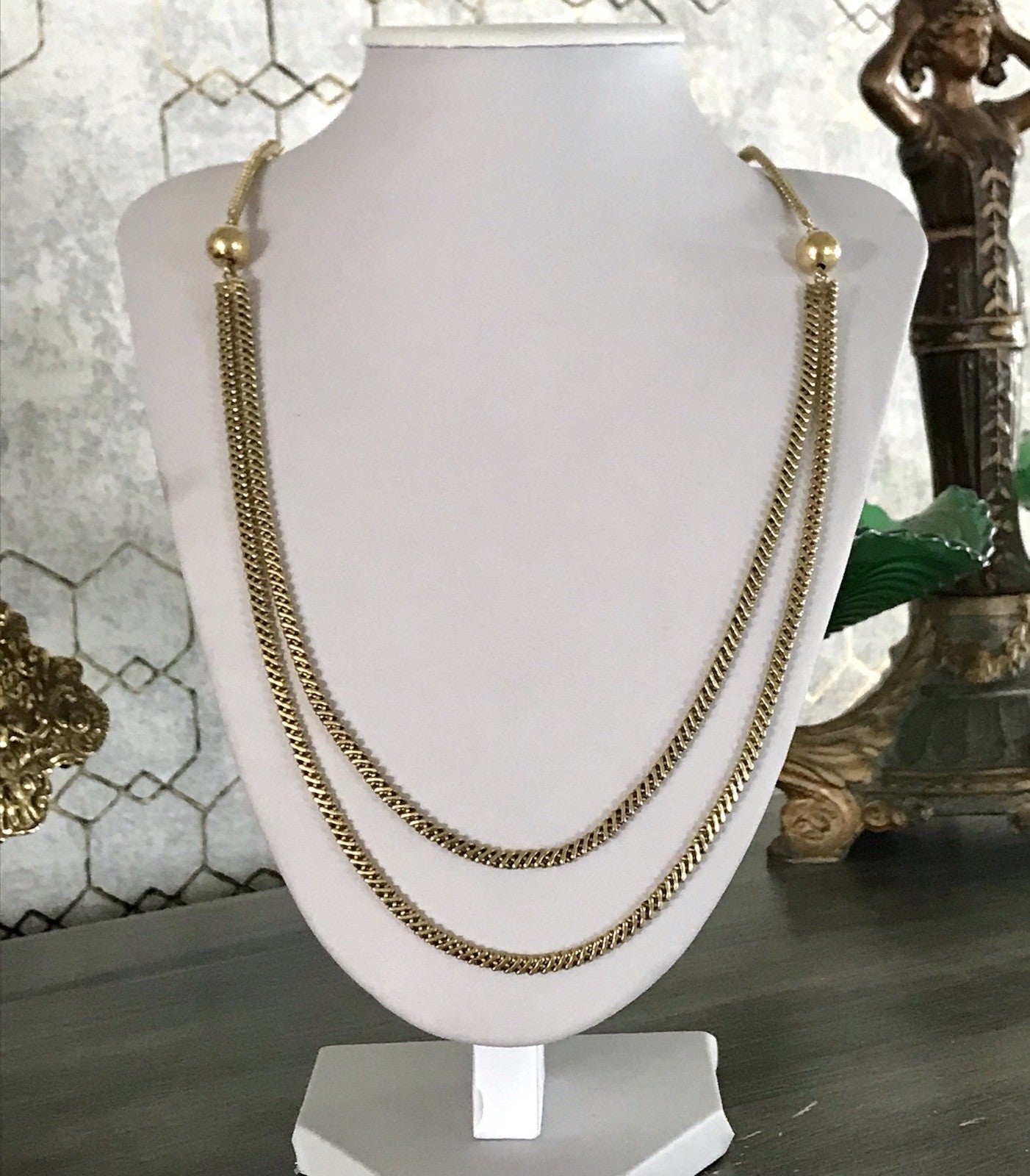 Vintage lange Halskette Amerik. Doublè gold Massiv Sehr SCHÖN Andreas Daub