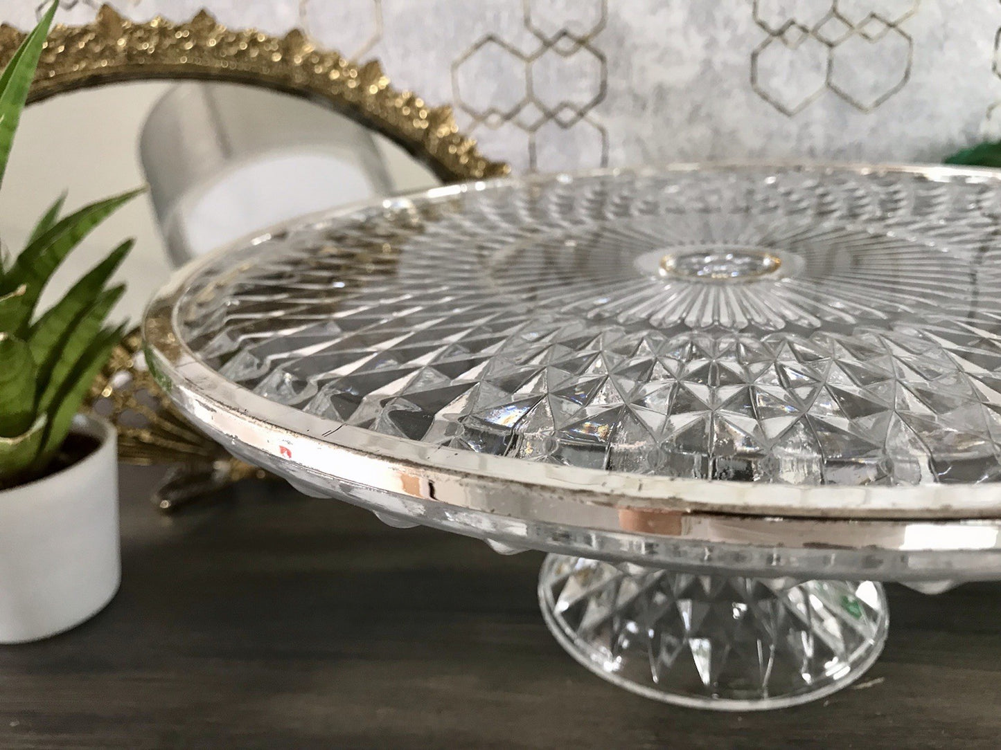 Vintage WMF Tortenständer Tortenplatte Glas Kristallglas Bleikristall Diadem