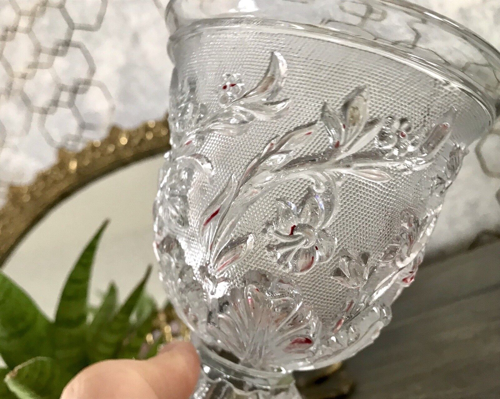 Antik Fußbecher Kelch Becher Weinglas Pokalglas Kristallglas? ~1830