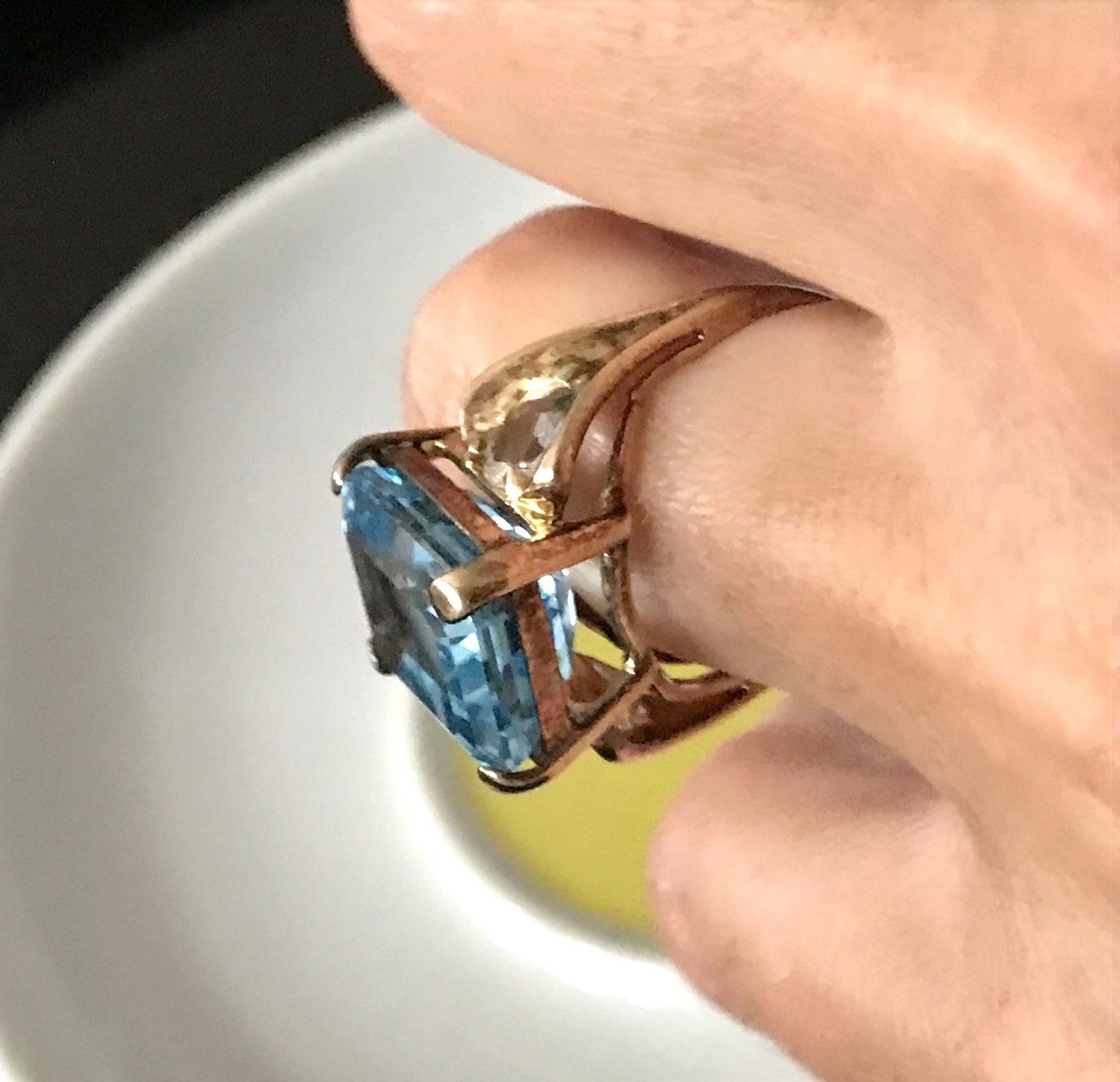 Vintage alt Damen Ring blauer Stein Silber vergoldet 925 Gr.56 17,8 wunderschön!