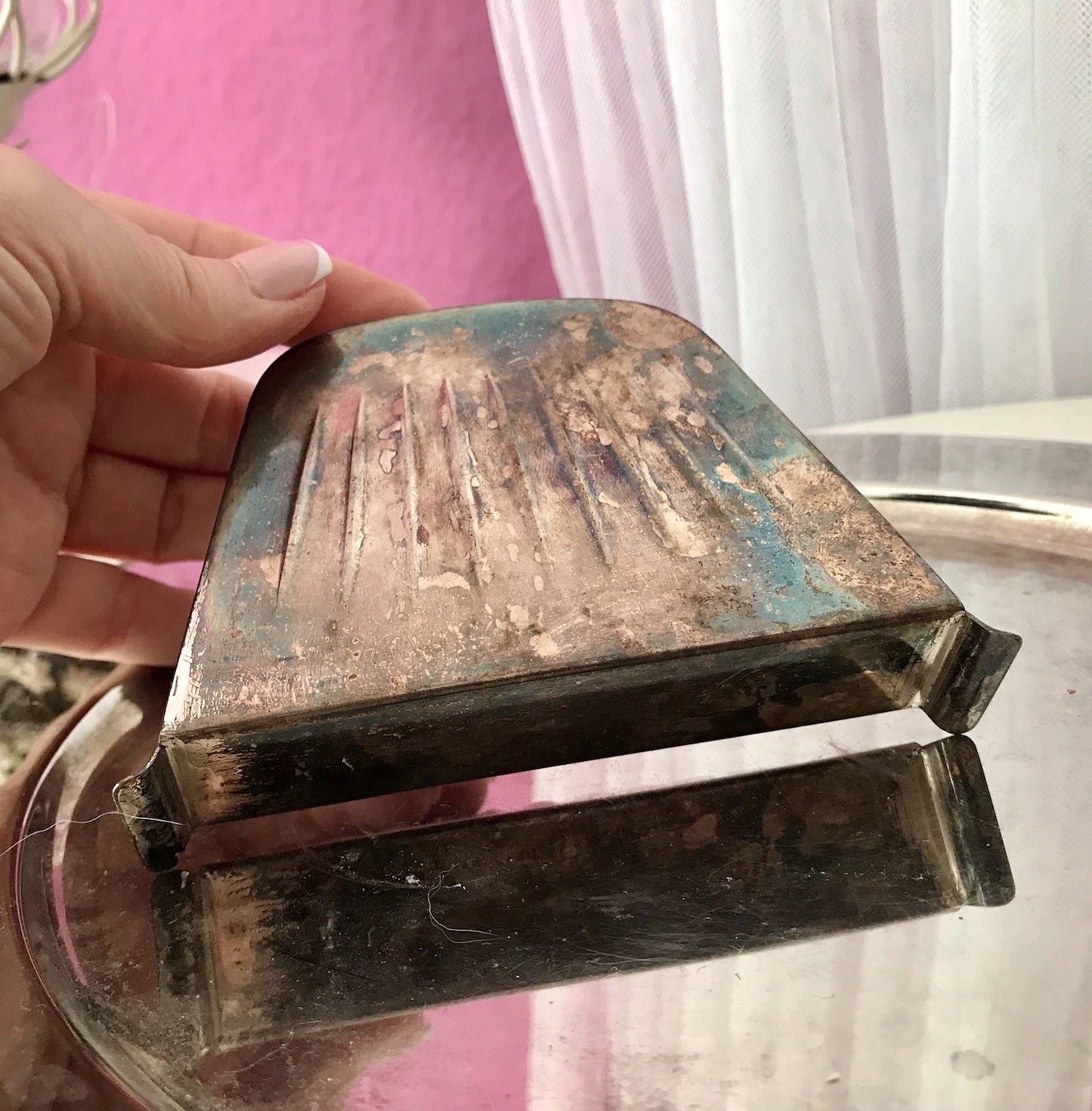 Vintage Mid Century String-Ära 60er Serviettenhalter versilbert