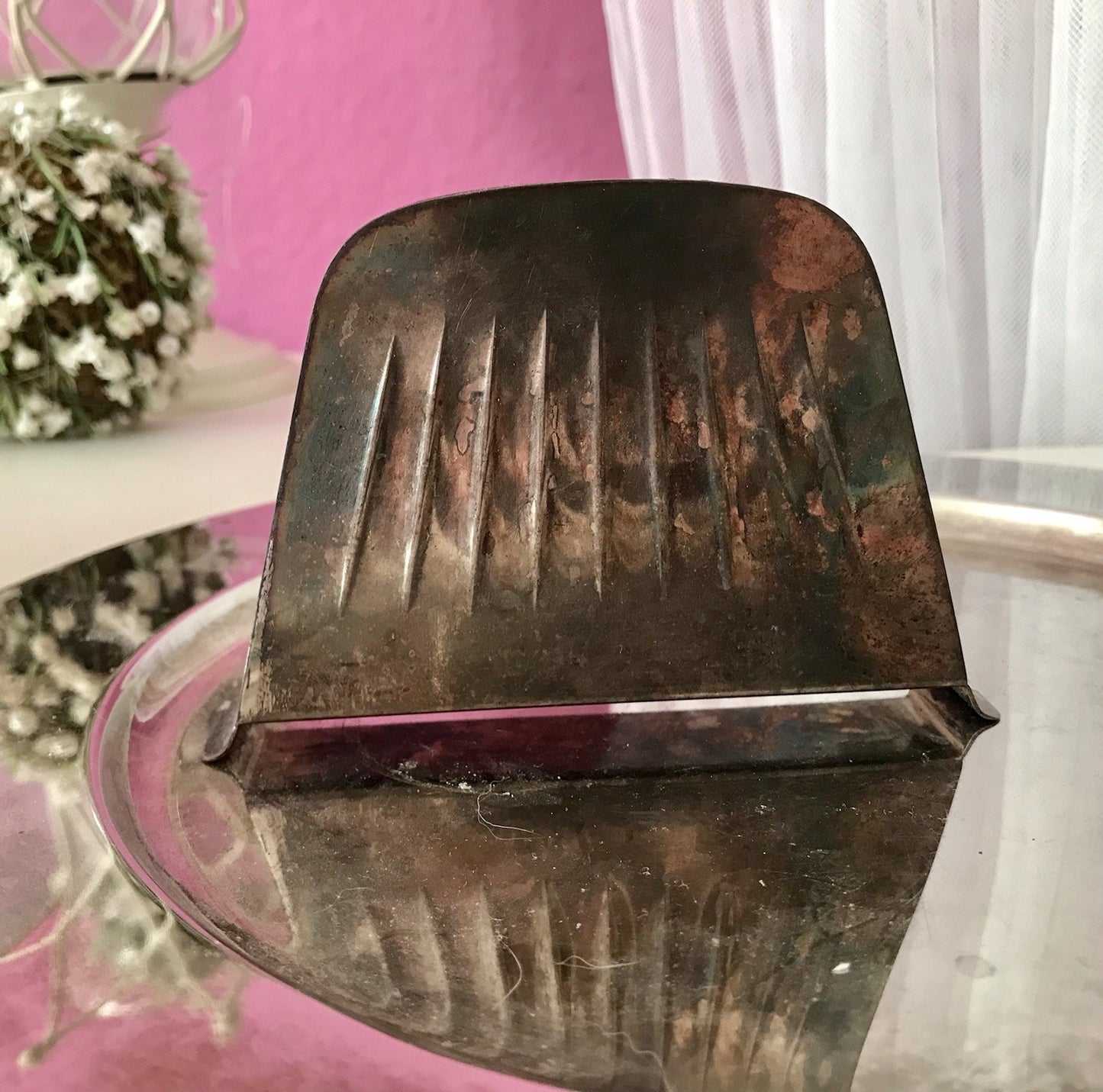 Vintage Mid Century String-Ära 60er Serviettenhalter versilbert