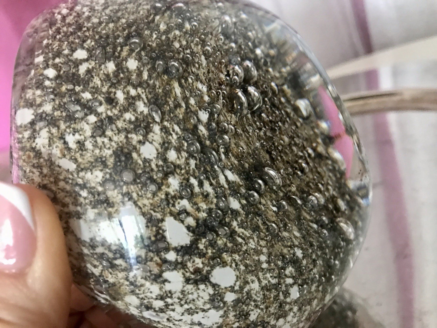 Murano 60er 70er Jahre Schale grau beige weiß So Schön! Schaum Luftblasen