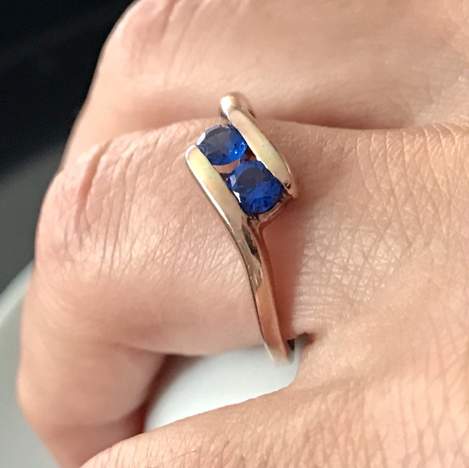 Vintage Ring blaue Steine Saphire?  Silber 925 vergoldet ~Gr.64