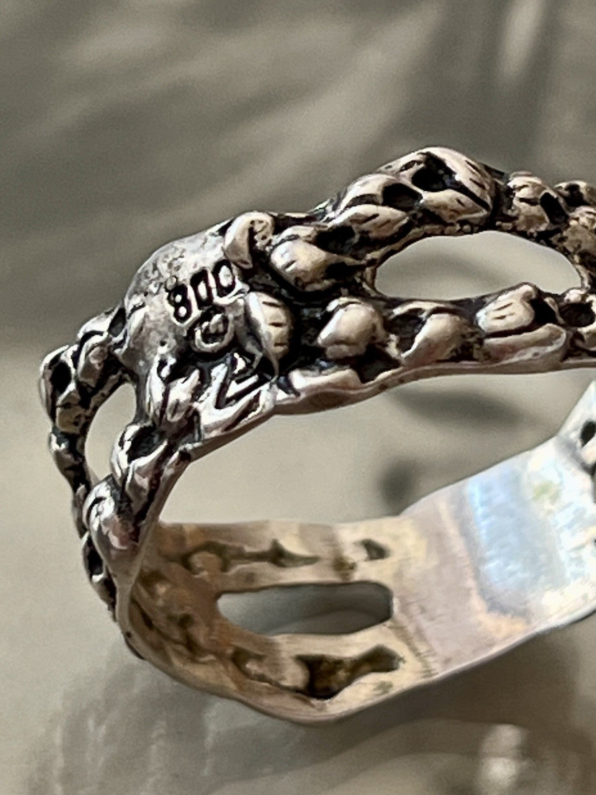 Antik Jugendstil Art Déco Bandring RING 800 Silber Gr.66 67 Durchbruchmuster