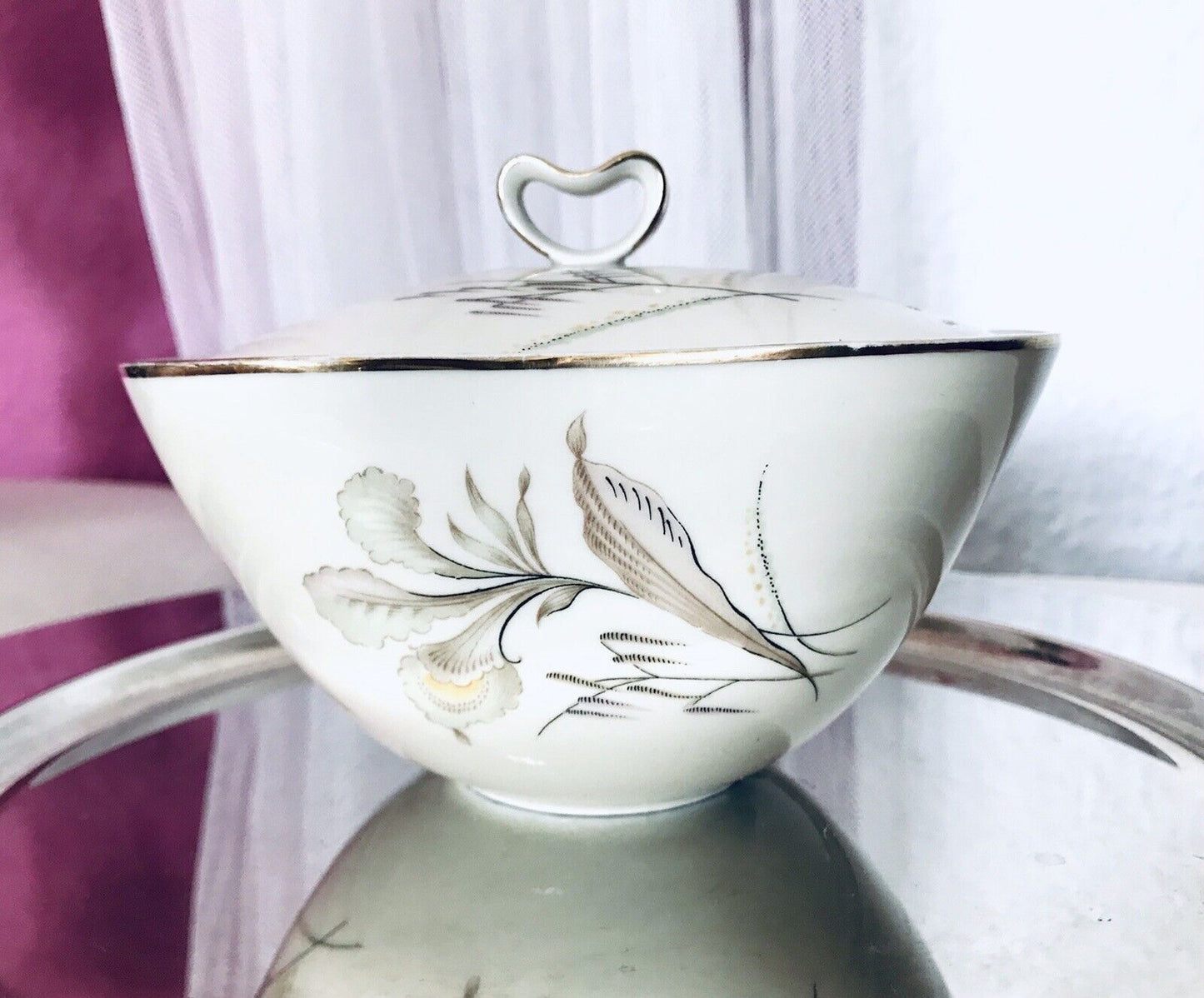 MCM Vintage 50er 60er Porzellan Dose Deckeldose Bonboniere Elfenbein Seltmann