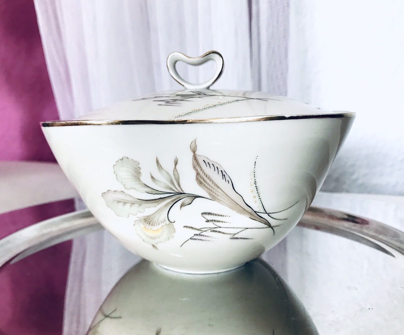 MCM Vintage 50er 60er Porzellan Dose Deckeldose Bonboniere Elfenbein Seltmann