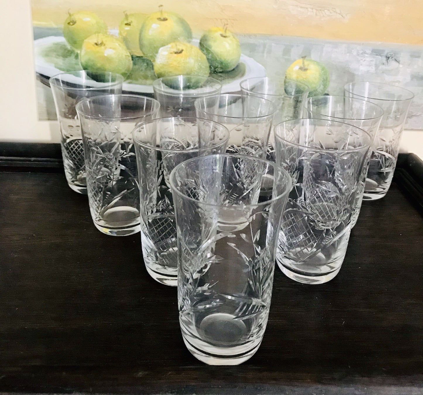 Antik Art Déco EDEL 10 Wassergläser Gläser  Becher Glas Kristallglas geschliffen