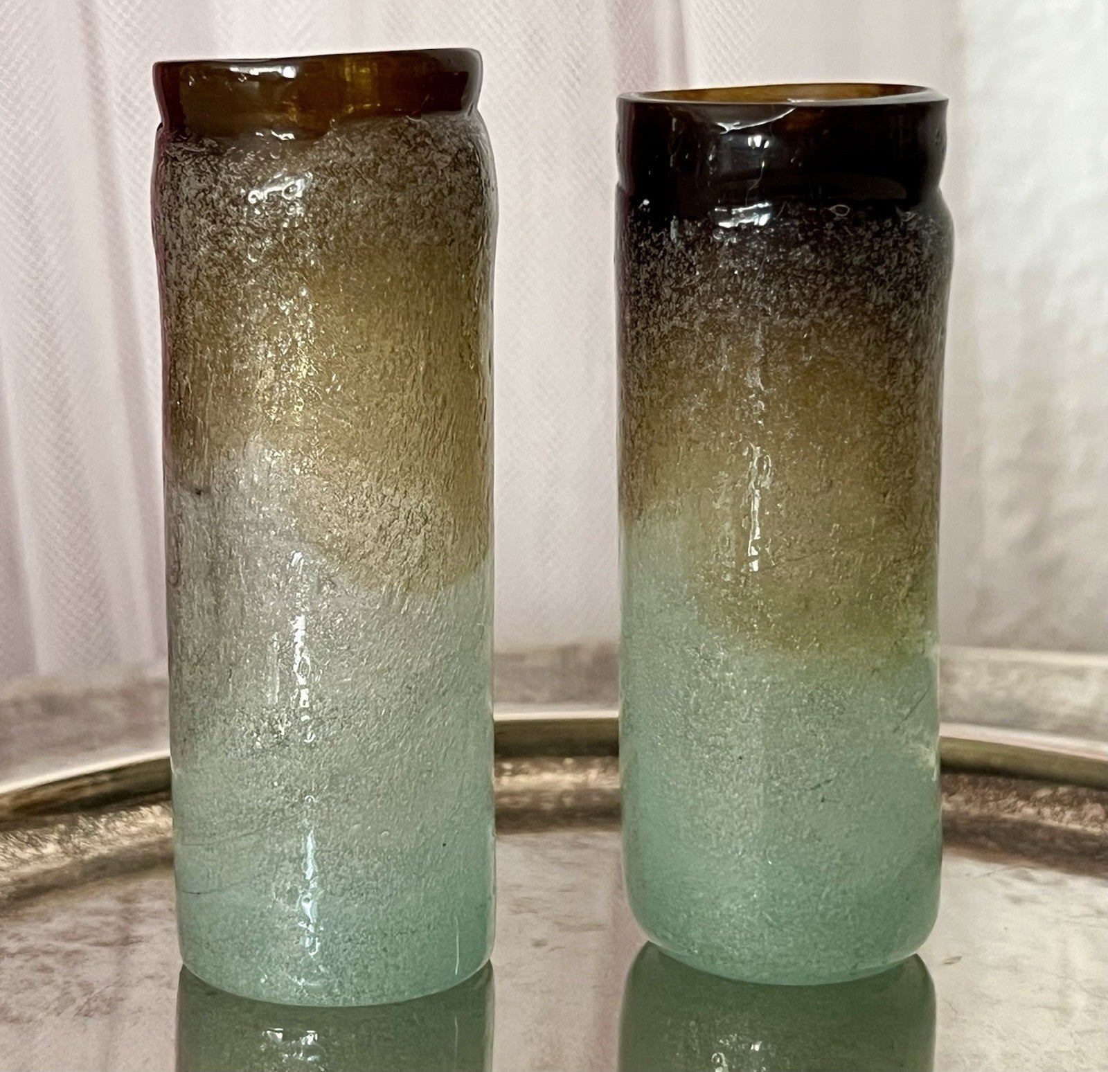 Antik 2 Schnaps Becher Glasvasen Glas Murano Pulegoso Napoleone Martinuzzi
