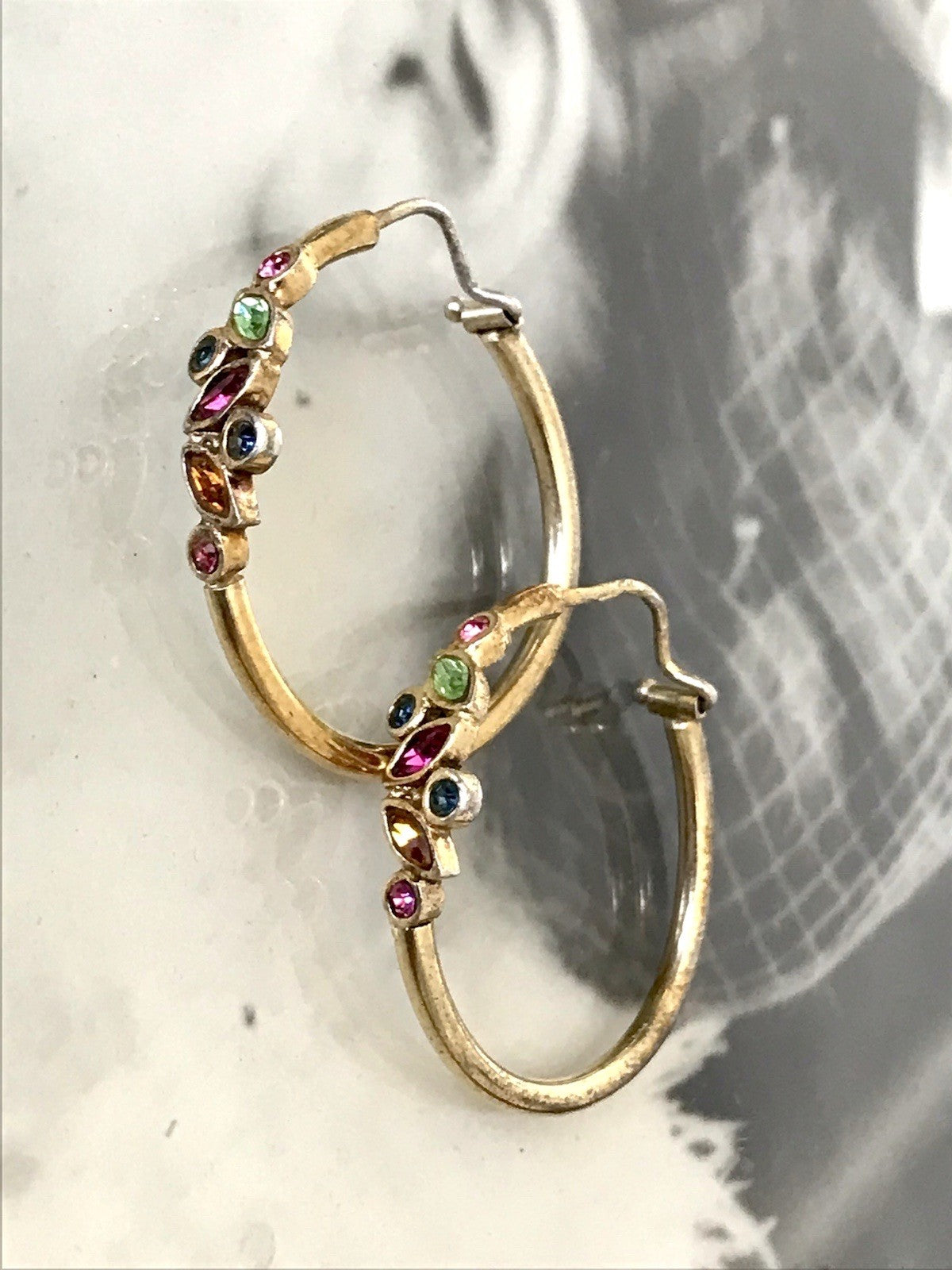 Creole Ohrringe Ohrstecker DAMEN Silber vergoldet gold Vintage Stil Edelsteine?