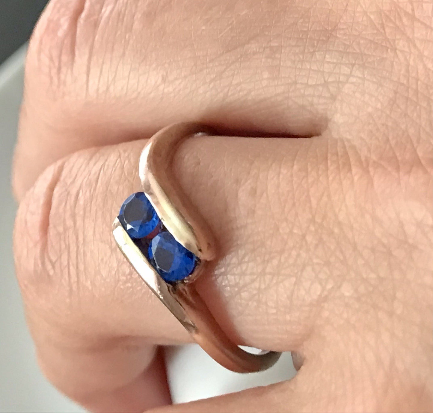 Vintage Ring blaue Steine Saphire?  Silber 925 vergoldet ~Gr.64