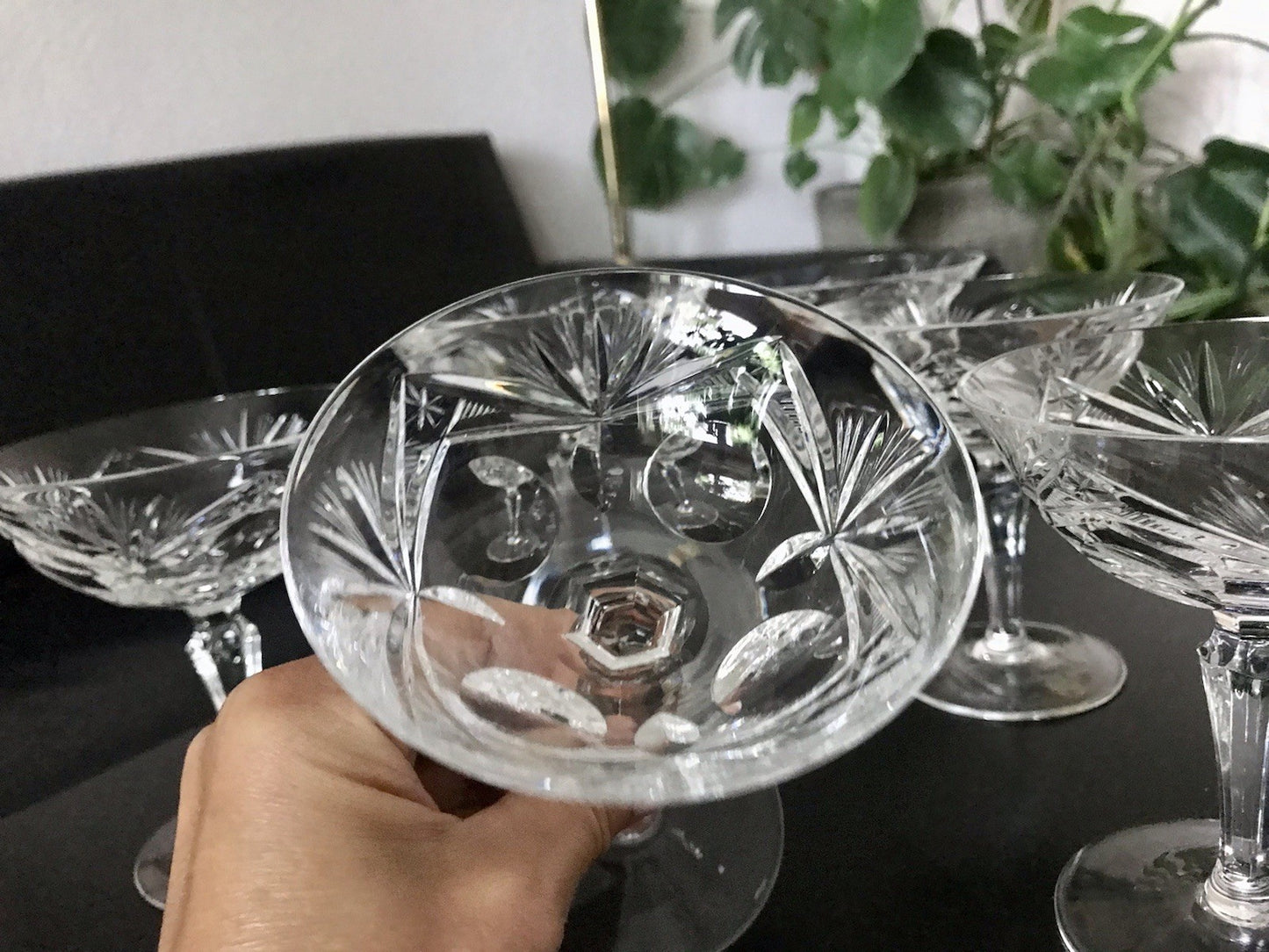 Vintage 6 Champagnerschalen Sektschalen Kristallglas Bleikristall Nachtmann