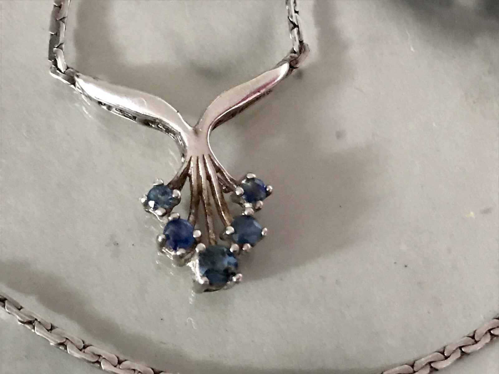 Antik Edel Jugendstil 925 Silber Collier Halskette Saphire? SCHÖN