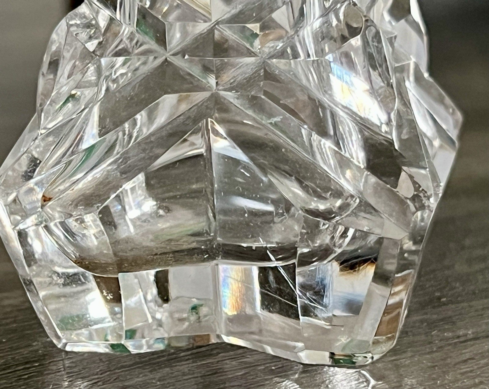 Antik 1x Flakon Parfüm kleine Glaskaraffe Schnitt Bleikristall Schliff