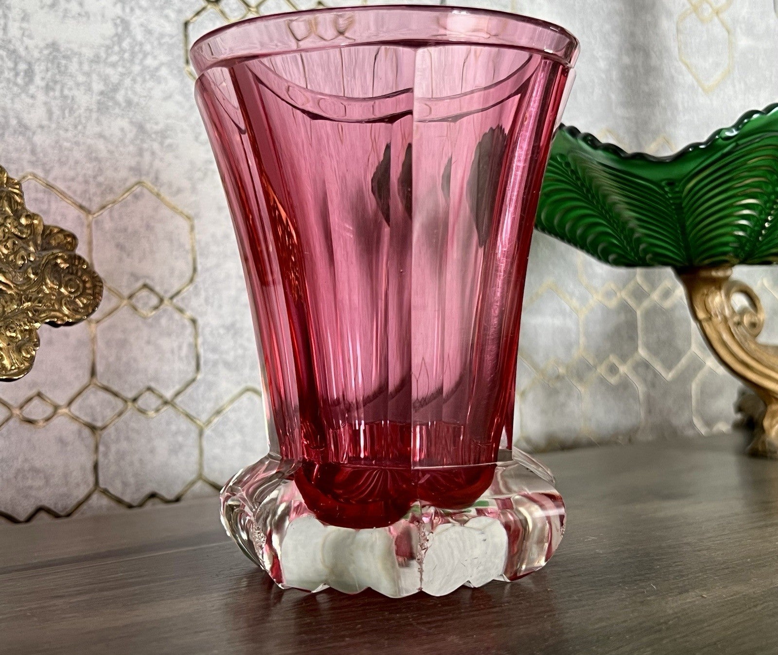 Antik Fußbecher Rubinrot Becher Weinglas Ranftbecher Glas goldrubin