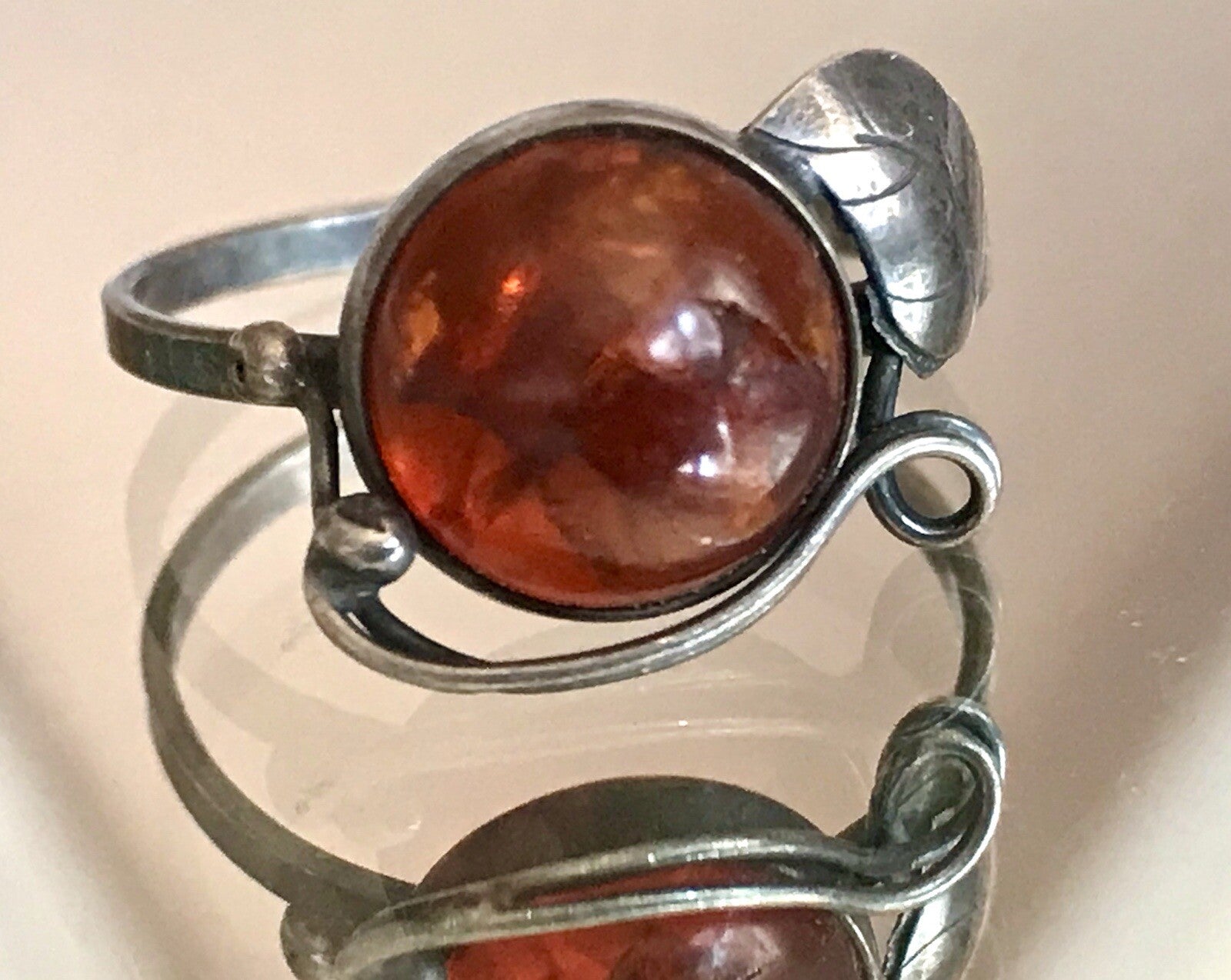 Alt Antik Edel Bernstein DAMEN RING Silber Super Design! Gr.59 18,8 mm Wow