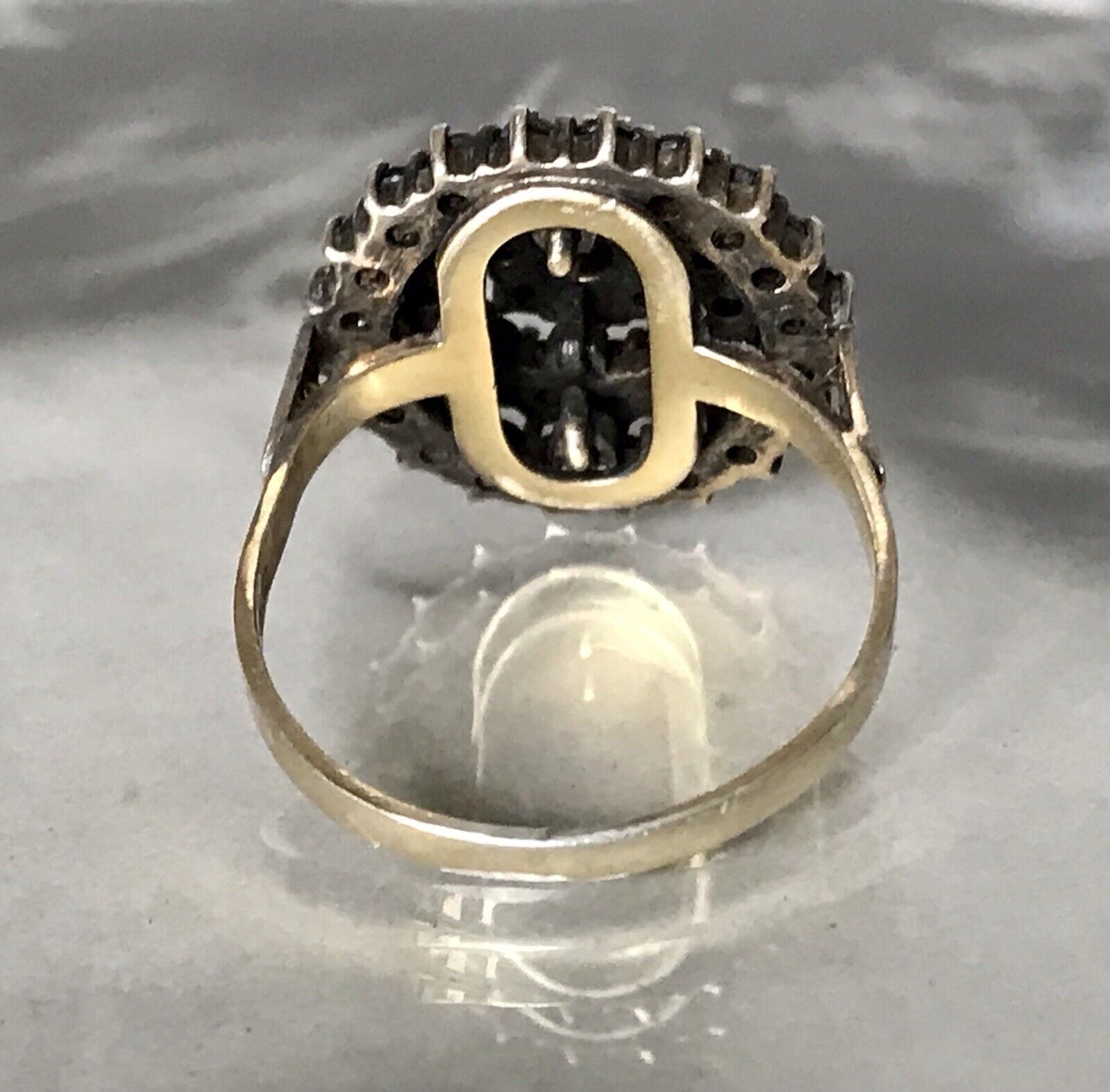 Antik Art Déco Damen Ring Granatschmuck 900 Silber Gr.59 Granatsteine vergoldet