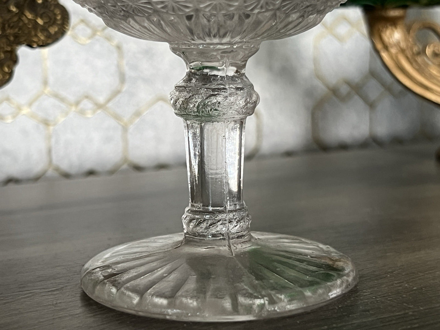 Antik Jugendstil Pressglas Glas Fußschale Schale Zuckerschale