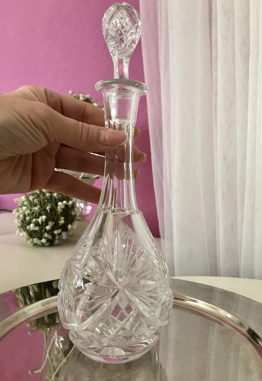 Antik Alt Karaffe Rumflasche Kristallglas Bleikristall geschliffen So SCHÖN