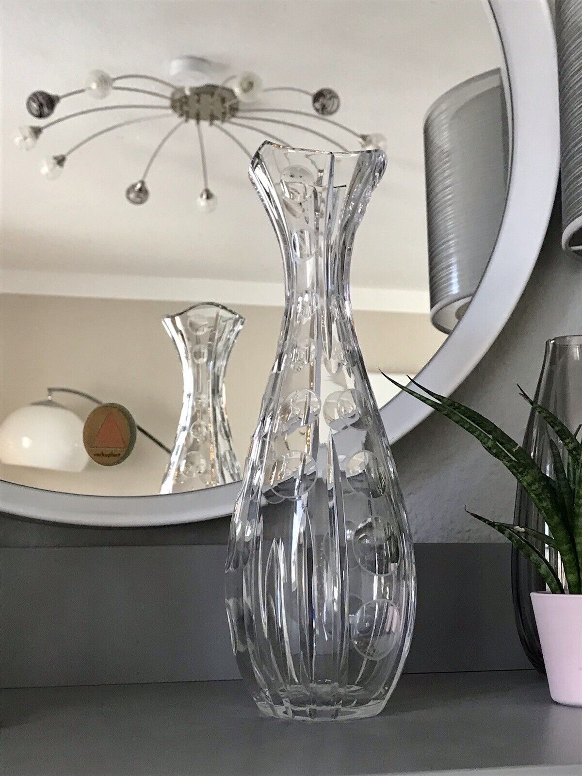 Edel! Vintage 60er 70er Vase Glasvase Kristallglas Space Age wunderschön! MCM