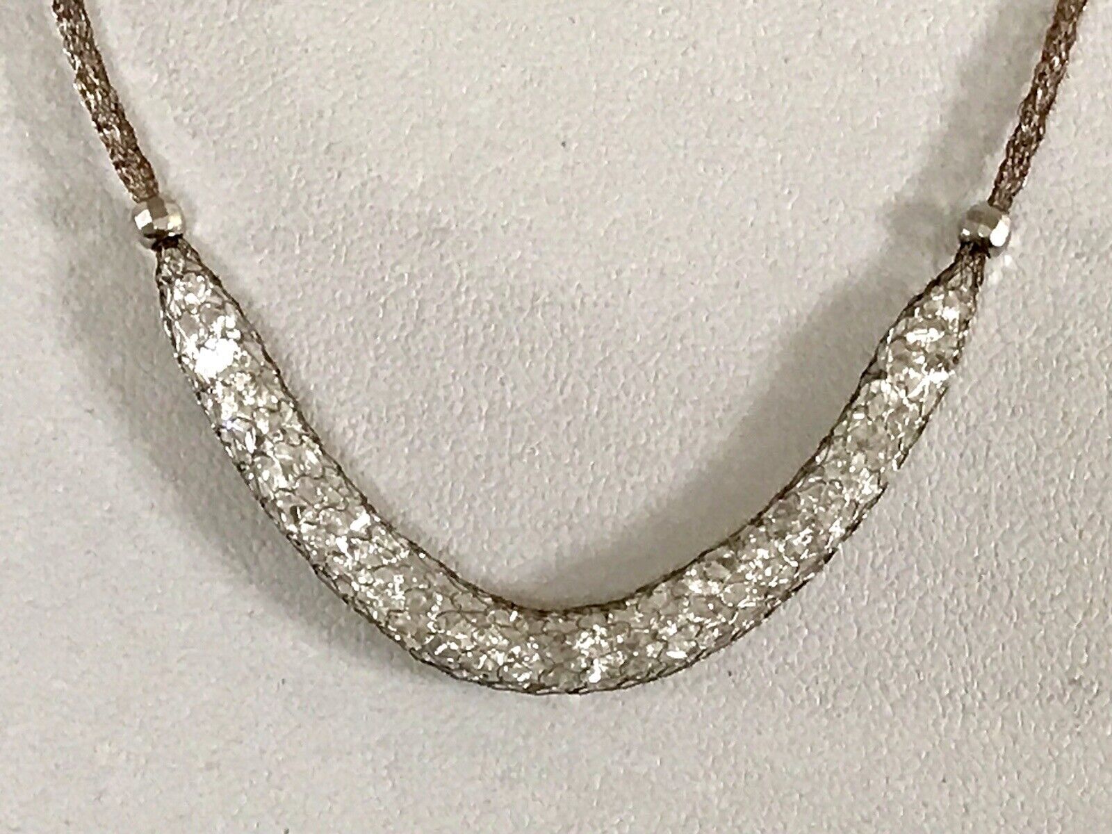 Alt Vintage Edel Gold 333 Gold & 925 Silber Collier Halskette Goldnetz Steine