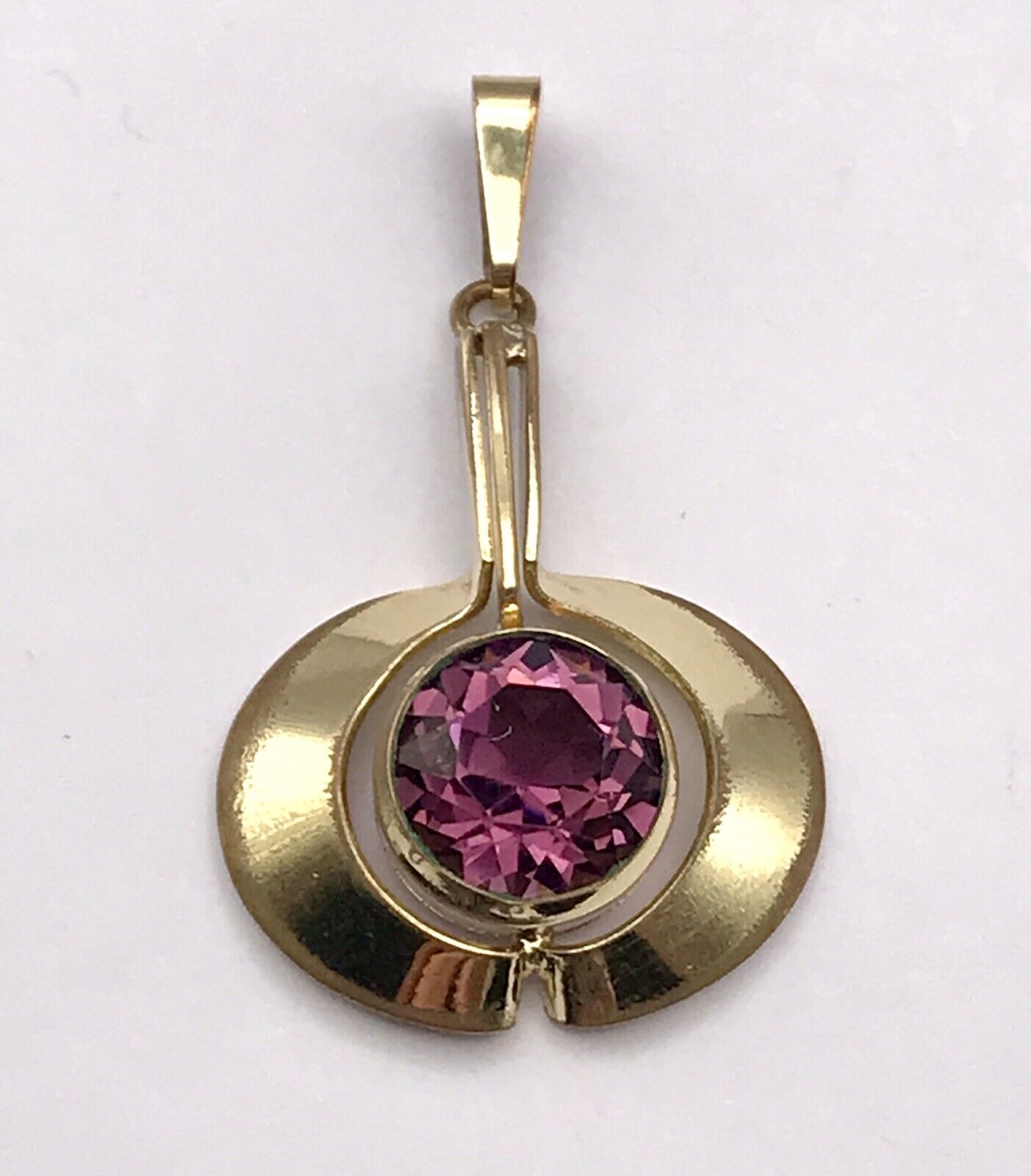 Vintage TeKa Designer Anhänger lila Stein Amethyst? Amerik. Doublè vergoldet