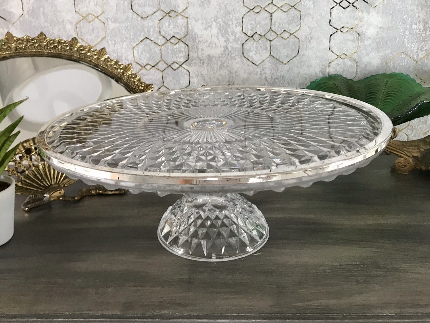 Vintage WMF Tortenständer Tortenplatte Glas Kristallglas Bleikristall Diadem